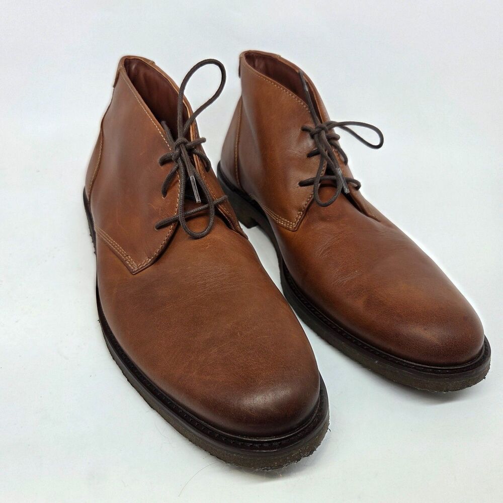 Johnston Murphy Sheepskin COPELAND Mens Brown Leather Chukka Boots US 12 M